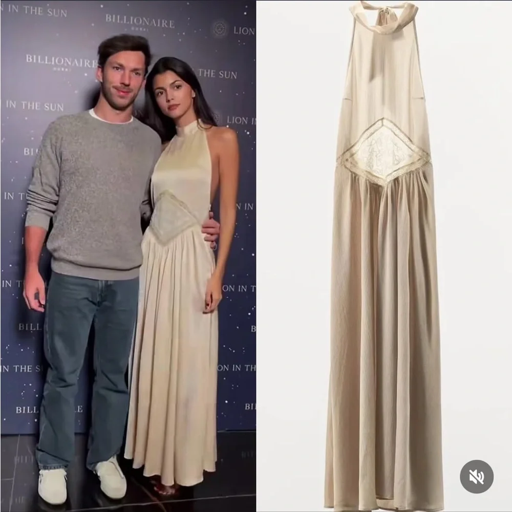 🆕(NWT) ZARA **VIRAL** Embroidered & Sequin Satin Midi/Maxi Dress. Size MEDIUM - Picture 2 of 16